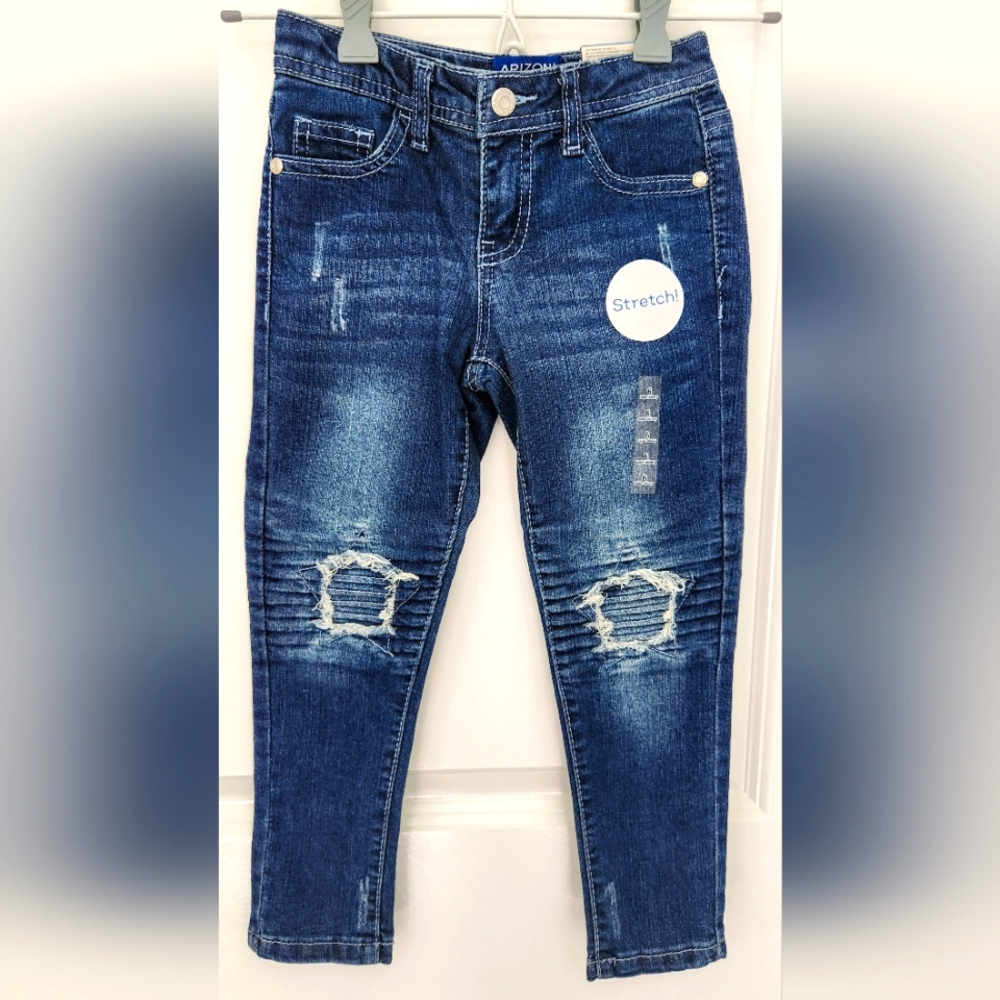 Girls' Arizona Distressed Super Skinny Jeans- Size 6- Adjustable Waist- NWT